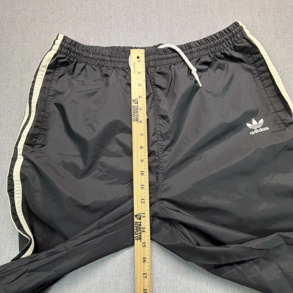 VTG Adidas Pants‎ Mens M Black White 3 Stripe Windbreaker Ankle Zip Baggy